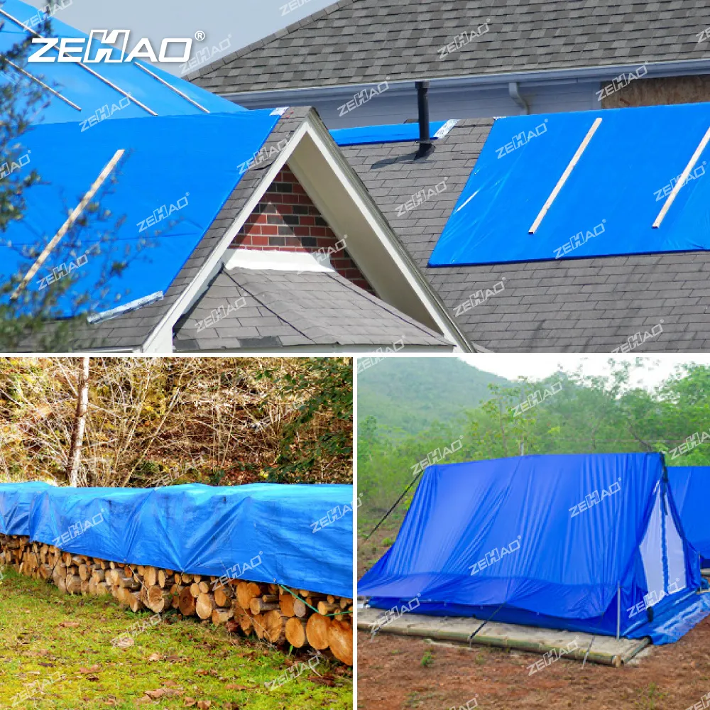 Waterdichte Polyethyleen Licht Gewicht Dak Cover Poly Tarp Blauw Pe Dekzeil Sheet