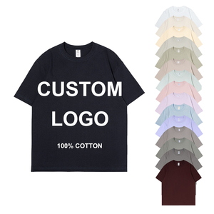 T50003 T-shirt Homme Respirant à Col Ras du Cou Tricoté 100% <span class=keywords><strong>Coton</strong></span> Anti-Rides Transfert de Chaleur Imprimé Logo Coupe Ample à Manches Courtes - Product Image 2