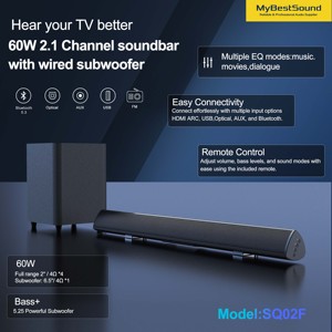 Sq02f 2.1 Kênh 60W Soundbar Có Dây Loa Siêu Trầm Với FM Cho Bluetooth USB Cho Rạp Hát Tại Nhà Hệ Thống - Product Image 3