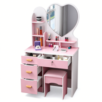Coiffeuse de chambre à coucher avec miroir en forme de cœur en MDF, ensemble de meubles de maquillage, vente en gros d'usine OEM
