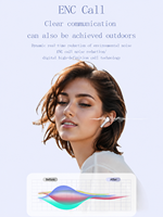 Auriculares inalámbricos Bluetooth 5.4 TWS, auriculares internos con cancelación de ruido ENC, auriculares estéreo HiFi de 13 mm para juegos, con pantalla digital de energía.
