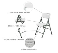 Ensemble de table et chaises pliantes en plastique blanc de 6 pieds, robustes, imperméables, pour l'extérieur, le jardin et les fêtes, vente en gros