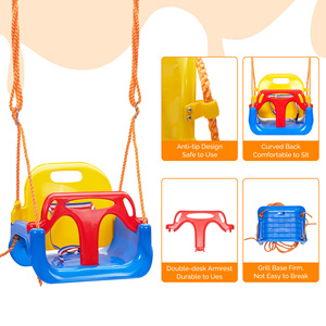 Ensemble de balançoires réglables 3-en-1 pour enfants, harnais de sécurité en corde PE, siège de balançoire anti-retournement pour bébé, pour jardin, aire de jeux, jouet d'extérieur pour enfants - Product Image 5