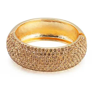 SZ60013时尚简约几何圆形金属金色宽全钻石手链