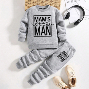 Conjunto Deportivo Térmico Retro para Niños Pequeños con Estampado de Letras, Sudadera de Cuello Redondo para Uso Diario Escolar en Invierno, Directo de Fábrica - Product Image 1