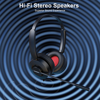 Casque USB Type C avec contrôle du volume et fonction mute, microphone double à réduction de bruit IA, casque filaire pour centre d'appels et bureau à domicile