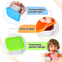 Contenant à sauce en acier inoxydable 304 avec couvercle en silicone, hermétique, anti-fuite, pour préparation de repas, pot à condiments pour garder les sauces fraîches