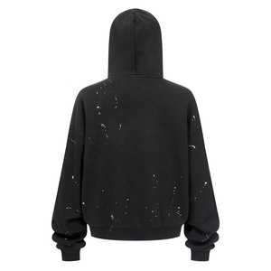 ODM OEM Vente en gros Sweat-shirt à capuche zippé imprimé par pulvérisation 430 g/m², style graffiti, effet délavé vintage - Product Image 3