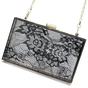 Women Lace Acrylic Clutch Bridal Purse Hard Shell Clutch for Party