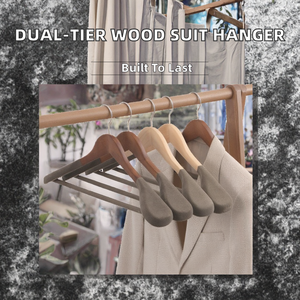 Cintres à vêtements en plastique double face, aspect bois, avec logo personnalisé, pour manteaux, vêtements, <span class=keywords><strong>cuisine</strong></span>, salle de bain, armoire, sacs - Product Image 2