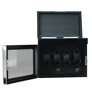 Practical Luxury High quality Automatic watch winder box case safe wood leather 4 slots with Jewelry storage RGB LIGHT