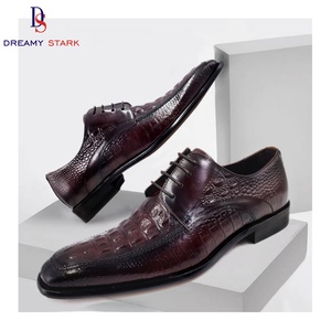 Chaussures habillées décontractées pour hommes en cuir véritable à lacets, mocassins et richelieus, à motif spécial pour affaires et mariages - Product Image 2