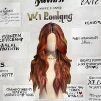 Mode européenne américaine droite avant perruque femmes en forme de T brun clair sans colle Orange dégradé ondulé bouclés lâche vague modèle
