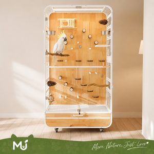 Jaula para Pájaros de Madera de Caucho Grande, Directo de Fábrica, con Vidrio Templado, Ventilada, Resistente a la Oxidación, Aviario Móvil para Loros y Palomas - Product Image 1