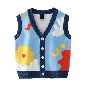 Custom OEM & ODM kids sweater cotton baby knitwear pullover knit vest winter Toddler boys baby sweater vest
