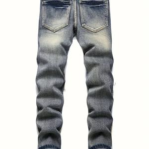 Jeans de Mezclilla Azul Casual para Hombre, Estilo Retro, Cintura Media, Técnica de Lavado para Mayor Transpirabilidad y Lavabilidad, OEM para Otoño/Invierno - Product Image 3
