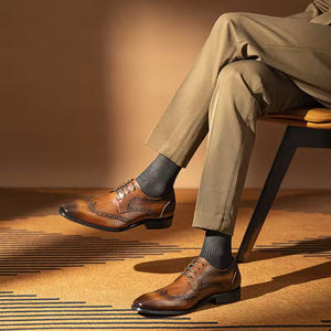 Zapatillas Deportivas Casuales de Cuero Marrón para Hombre, Venta al Por Mayor de Fábrica, Marca Personalizada, Transpirables, de Cuero Genuino para Verano - Product Image 4