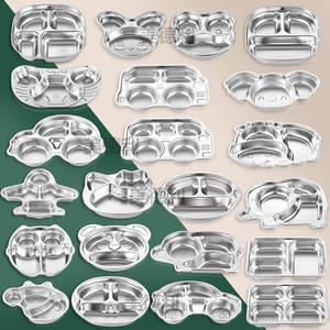 304 acier inoxydable enfants assiette dessin animé boîte à déjeuner bébé créatif Snack assiette <span class=keywords><strong>maternelle</strong></span> compartiment boîte à déjeuner - Product Image 1