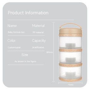 Conteneur portable pour lait en poudre de haute qualité à 3 niveaux, motif imprimé, sans BPA, design étanche anti-fuite pour le stockage de lait infantile et de collations - Product Image 4