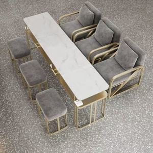 Ensemble de table et de chaises de salon en métal, vente en gros d'usine, table de travail en verre, table de salon de manucure de luxe - Product Image 5