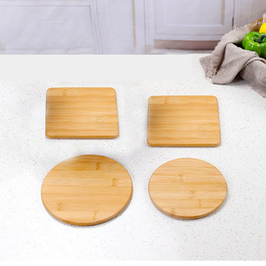 Bamboo Coaster <b>Set</b> <b>Square</b> And Round Natural Wood Heat Insulating Placemat For Kitchen Table Use - Product Image 1