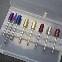 Ensemble de forets à ongles en tungstène revêtus de violet/or/bleu 4XC 5XC, accessoires pour perceuse à ongles
