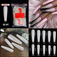 500 pièces/sac faux ongles 35 ongles différents couleurs naturelles et transparentes cercueil Stiletto couverture complète presse sur ongles conseils