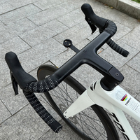 Manillar Integrado de Fibra de Carbono TOSEEK para Bicicleta de Carretera, Diámetro de Abrazadera 28.6mm, Caída 127mm, Alcance 77mm, con Soporte para Ciclocomputador