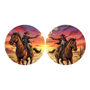 Médaille de <span class=keywords><strong>duel</strong></span> au crépuscule sur le thème du western, en cuivre pur, colorée, 31,1g, avec capsule de présentation double - Product Image 1