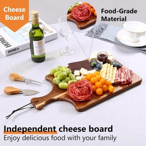 Table d'appoint <span class=keywords><strong>de</strong></span> <span class=keywords><strong>canapé</strong></span> 4-en-1 avec <span class=keywords><strong>plateau</strong></span> à fromage, 2 porte-gobelets rotatifs et support pour téléphone, et porte-couteau-fourchette <span class=keywords><strong>amovible</strong></span>, <span class=keywords><strong>plateau</strong></span> d'accoudoir <span class=keywords><strong>de</strong></span> <span class=keywords><strong>canapé</strong></span> en acacia - Product Image 4
