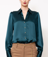 Chemisiers pour femmes en soie et mousseline de haute qualité, élégants, simples, à motif uni, pour le bureau, OEM ODM
