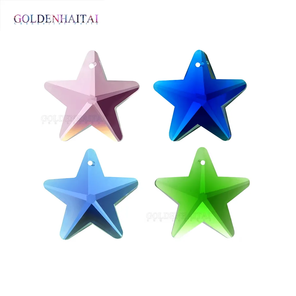 29mm Crystal colorful Star Shaped, Hanging Jewelry Ornament Pendant, Suncatcher Decoration DIY Loose Beads GOLDENHAITAI