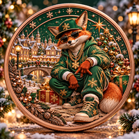 Pièce de monnaie commémorative en cuivre pur 999 de 1 oz, motif renard, coffret cadeau de Noël, impression UV 3D en relief, objet de collection, souvenir