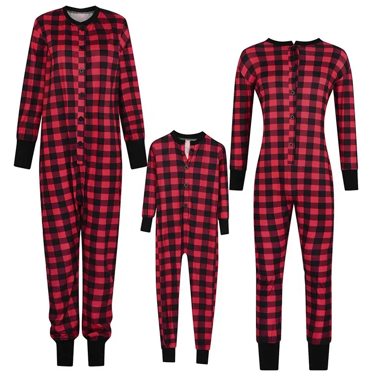 Venta al por mayor monos de una pieza pijamas de Navidad personalizado impreso familia juego ropa de dormir 2024 pijamas de las mujeres