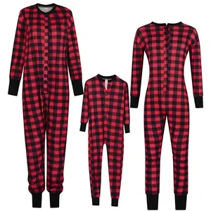 großhandel einteilig Jumpsuits Weihnachts-Pygmata individuell bedruckt Familie passend Pajamas 2024 Pyjamas Damen-Pygamas