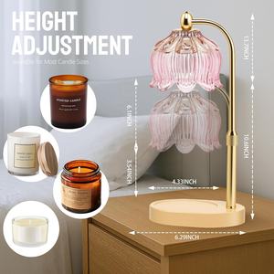 مصباح شمعة زجاجي عصري لطاولة المطعم قابل لتعديل الارتفاع مع مؤقت وخافت للإضاءة - Product Image 2