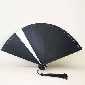 Black Painted Imitated Silk Fabric Bamboo Handheld Folded Fan Wedding Party Favors Baby <b>Shower</b> Gifts with Gift Bags Eco-friendly - Product Image 5