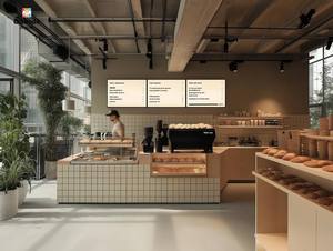 Mostrador de Café de Madera a Medida, Mueble de Exhibición Personalizado para Diseño de Interiores de Cafetería - Product Image 2