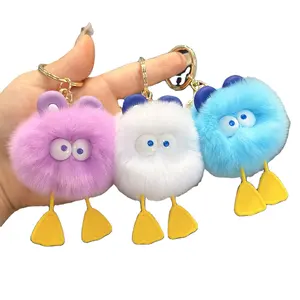 Hot Sale Cute Hair Little Duck Keychain Pendant Plush Toy Doll Book Bag Pendant Couple Keychain Gift