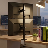 Nuevo Soporte de Brazo Doble para Monitor de Aleación de Acero para Pantallas de 17-32 Pulgadas, Giro de 90°, Inclinación de 40°, Altura Ajustable, Abrazadera/Anillo de Sujeción, Cable