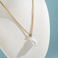 Collier pendentif en forme de coquille de perle baroque unique avec chaîne satellite en acier inoxydable plaqué or 18K PVD Bingxin, bijoux pour femmes