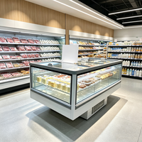 Congélateur îlot transparent à double température avec roulettes pour pâtisserie et desserts surgelés, fabrication ODM