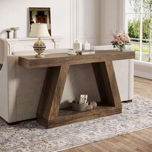 Mesa Consola Estilo Rústico con Estante de Almacenamiento de Madera para Entrada, Sofá, Pasillo, Sala de Estar, Muebles de Fábrica, Venta al por Mayor, Personalizado OEM - Product Image 5