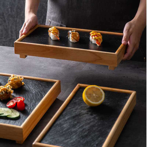 Assiettes <span class=keywords><strong>en</strong></span> ardoise naturelle occidentale, carrées et solides, <span class=keywords><strong>pour</strong></span> sushi, steak, <span class=keywords><strong>barbecue</strong></span>, plateau à fromage, pizza, fruits, plateau à thé - Product Image 1