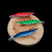 Leurre de pêche multi-tailles lumineux en bois, imitation crevette bionique à dos couteau, avec motif lotus