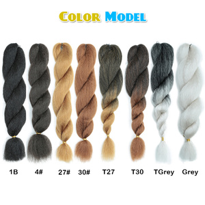 Cabello sintético Kanekalon de 22 pulgadas, liso rizado, para <span class=keywords><strong>trenzas</strong></span> de ganchillo, preestirado, doble trama, ignífugo, 60 g, a granel - Product Image 1