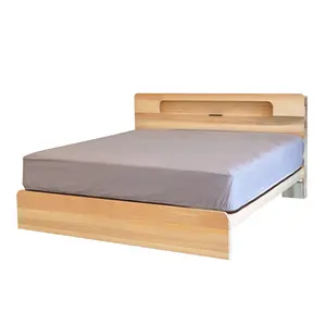 New Design Leaf Solid Wood 5Ft Bed Frame With Patented And USB Charging Port On The Headboard Panel