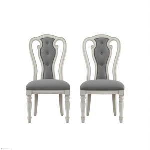 Chaises de salle à manger DB, tissu gris blanc antique, dossier capitonné, siège rembourré, meubles de salle à manger pour la maison - Product Image 1