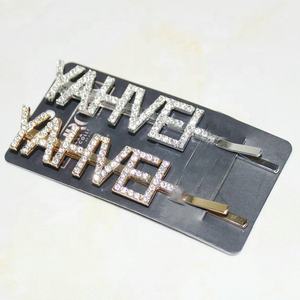 กิ๊บติดผมสำหรับเด็กหญิง,สลัก<span class=keywords><strong>ชื่อ</strong></span>คำอัจฉริยะสีเงินตัวอักษรบ๊อบบี้พลอยเทียมตัวอักษรสีทองแบบกำหนดเองผสม - Product Image 2