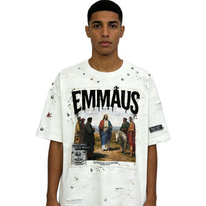 T-shirt court coupe boxy homme 150 GSM, délavage vieilli, impression DTG, motif personnalisé - Product Image 3